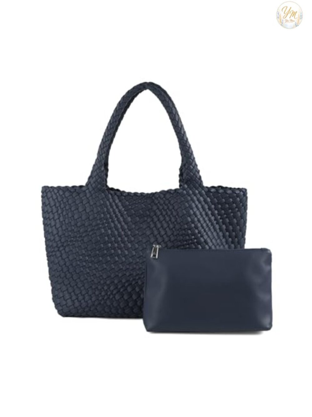 Handwoven Vegan Leather Tote Shoulder Bag Satchel with Zipper